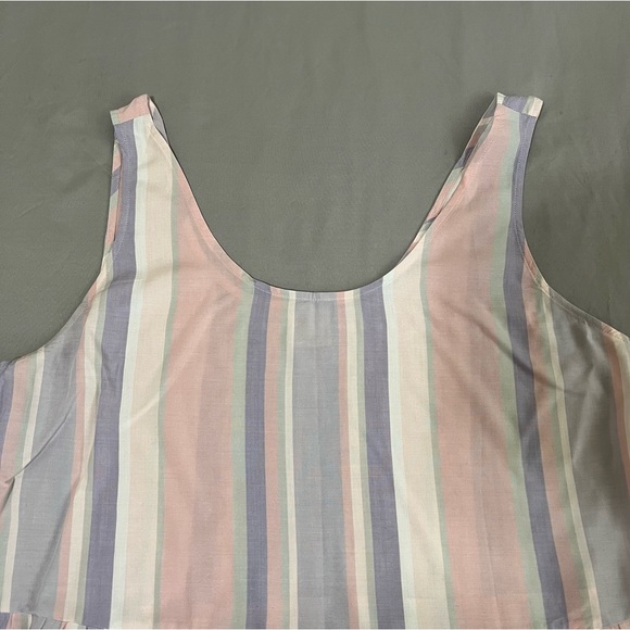 Jasmine & Ginger stripe pastel ruffle tank top sleeveless size L - Picture 4 of 10